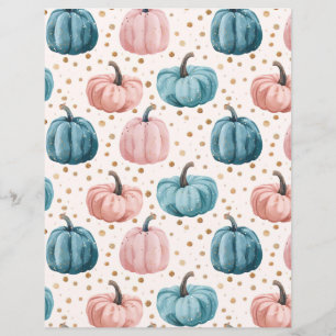watercolor pumpkin fall pattern scrapbook paper