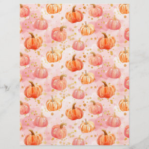 watercolor pumpkin fall pattern scrapbook paper