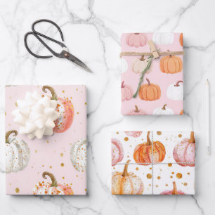 Watercolor Pumpkin Fall Pattern Wrapping Paper Sheet