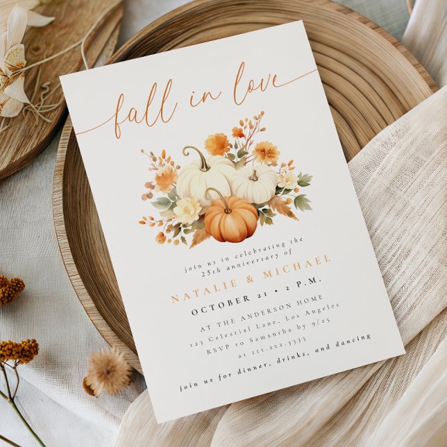 Watercolor Pumpkin Fall Wedding Anniversary Invitation (Creator Uploaded)