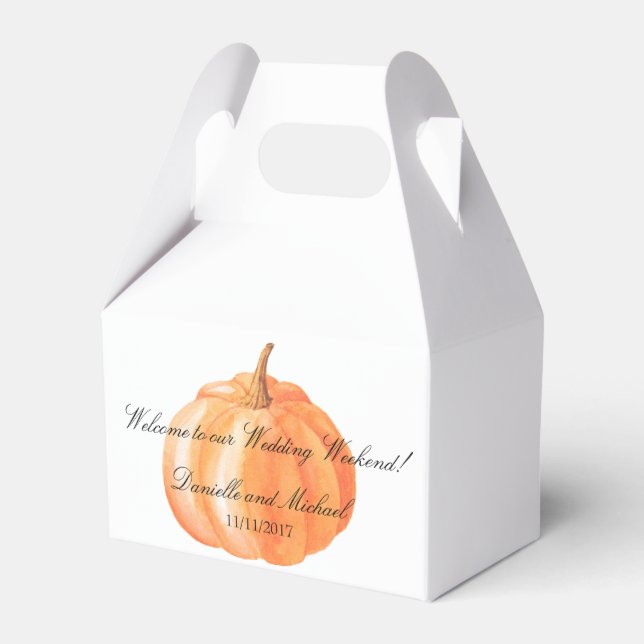 Watercolor Pumpkin Fall Wedding Gable Favour Boxes (Back Side)