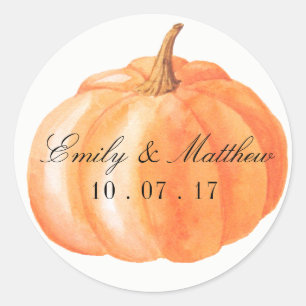 Watercolor Pumpkin Fall Wedding Label Stickers