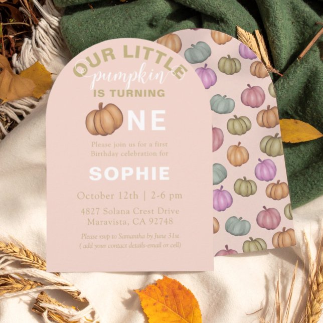 Watercolor Pumpkin First Birthday Invitation (Creator Uploaded)