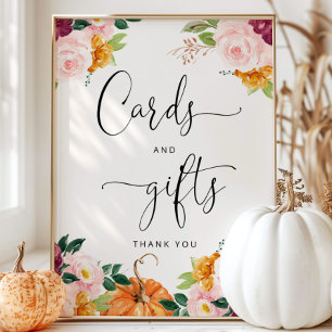 Watercolor pumpkin floral cards and gifts sign