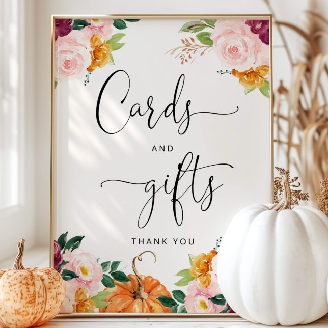 Watercolor pumpkin floral cards and gifts sign (Creator Uploaded)