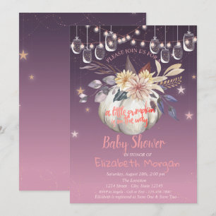 Watercolor Pumpkin,Floral, Lights Baby Shower Invitation