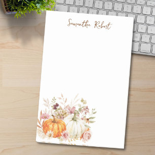Watercolor Pumpkin Flower Autumn Harvest Customise Post-it Notes