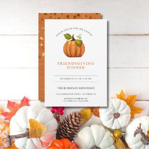 Watercolor Pumpkin Friendsgiving Dinner Invitation