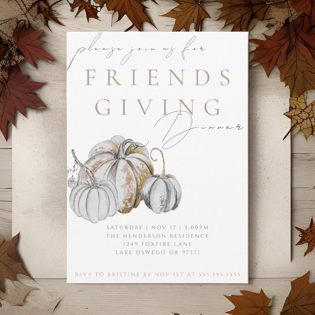 Watercolor Pumpkin Friendsgiving Dinner Invitation (Creator Uploaded)