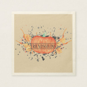 Watercolor Pumpkin Friendsgiving Napkin