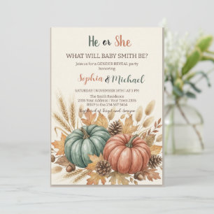 Watercolor Pumpkin Gender Reveal Party Invitation
