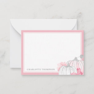 Watercolor Pumpkin Glitter Blush Pink Silver Card