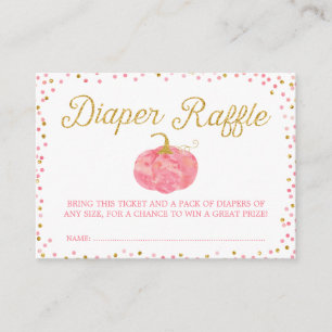 Watercolor Pumpkin Glitter Diaper Raffle Ticket Enclosure Card