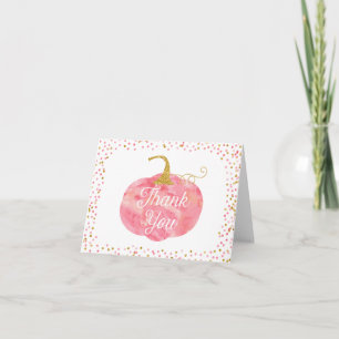 Watercolor Pumpkin Glitter Thank You Card