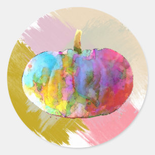 Watercolor Pumpkin Halloween Little Fall Season Classic Round Sticker