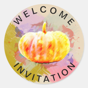 Watercolor Pumpkin Halloween Little Fall Season Classic Round Sticker