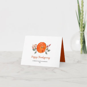 Watercolor Pumpkin Happy Thanksgiving Company Card