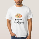 watercolor pumpkin happy thanksgiving T-Shirt<br><div class="desc">Happy Thanksgiving holiday with watercolor autumn floral pumpkins design.</div>