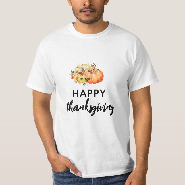 watercolor pumpkin happy thanksgiving T-Shirt (Front)