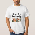 watercolor pumpkin harvest happy thanksgiving T-Shirt<br><div class="desc">Happy Thanksgiving holiday with watercolor autumn floral pumpkins design.</div>
