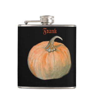 Watercolor Pumpkin Hip Flask