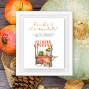 Watercolor pumpkin How big is mommy's belly game  Poster
