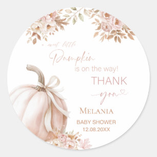 Watercolor Pumpkin is on the way baby shower Classic Round Sticker