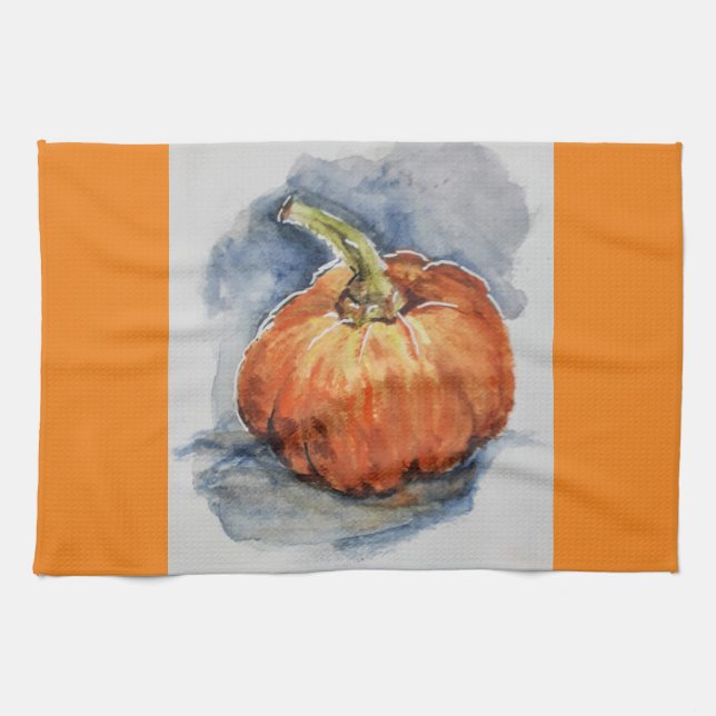 Watercolor pumpkin Kitchen Towels (Horizontal)