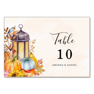 Watercolor Pumpkin Lantern  Table Number