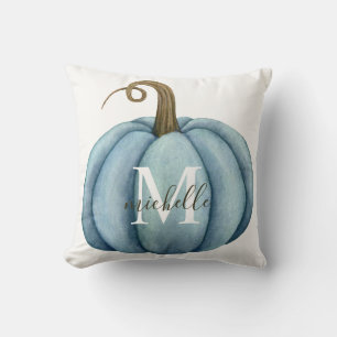 Watercolor Pumpkin Monogrammed Boho Fall Decor Cushion