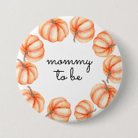 Watercolor Pumpkin Mummy to Be Button