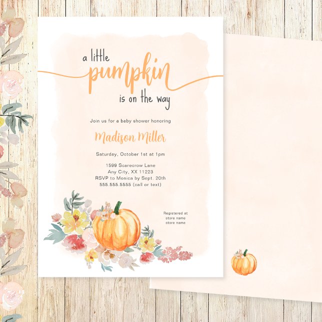 Watercolor Pumpkin neutral baby shower Invitation (Creator Uploaded)