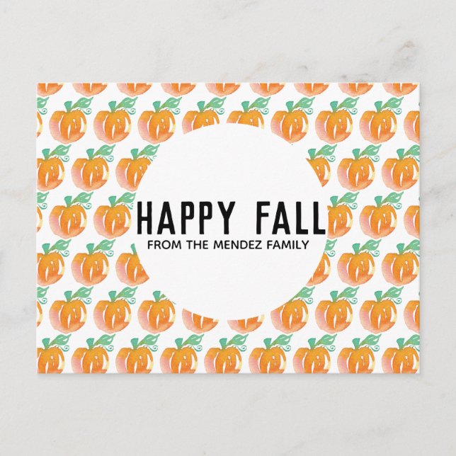 Watercolor Pumpkin Orange Pattern Post Cards (Front)