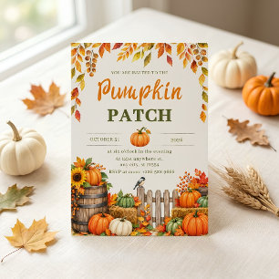 Watercolor Pumpkin Patch Fall Party Invitation