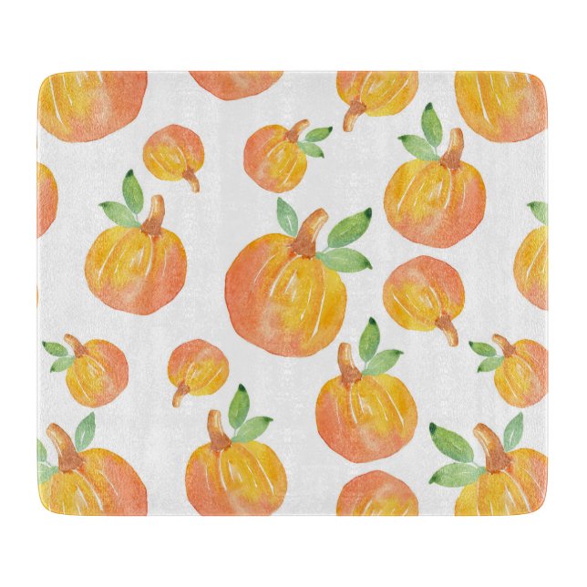 Watercolor Pumpkin Pattern 3 Cutting Board (Front)