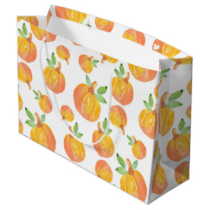 Watercolor Pumpkin Pattern 3 Large Gift Bag