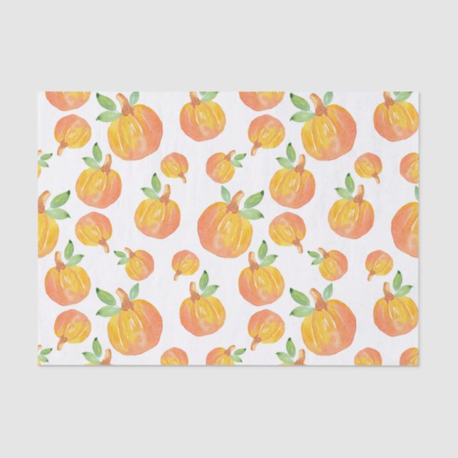 Watercolor Pumpkin Pattern 3 Tissue Paper (Front)