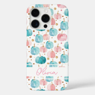 Watercolor Pumpkin pattern with name iPhone 16 Pro Case