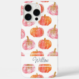 Watercolor Pumpkin pattern with name iPhone 16 Pro Max Case