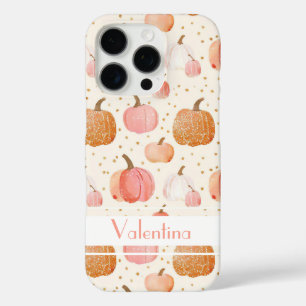 Watercolor Pumpkin pattern with name iPhone 16 Pro Case