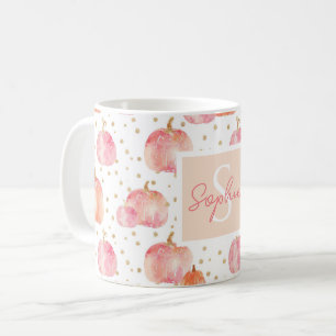 Watercolor Pumpkin pattern with name Coffee Mug