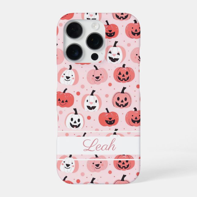 Watercolor Pumpkin pattern with name iPhone Case (Back)