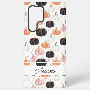 Watercolor Pumpkin pattern with name Samsung Galaxy Case