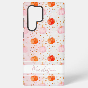 Watercolor Pumpkin pattern with name Samsung Galaxy Case