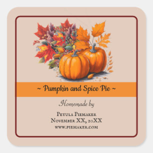 Watercolor Pumpkin Pie Bakery Product Label
