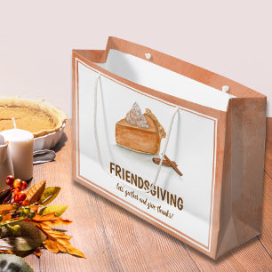 Watercolor Pumpkin Pie Friendsgiving Thanksgiving  Large Gift Bag