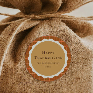 Watercolor Pumpkin Pie Happy Thanksgiving Classic Round Sticker
