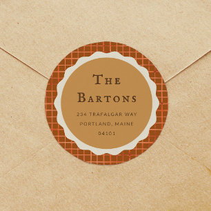 Watercolor Pumpkin Pie Return Address Classic Round Sticker