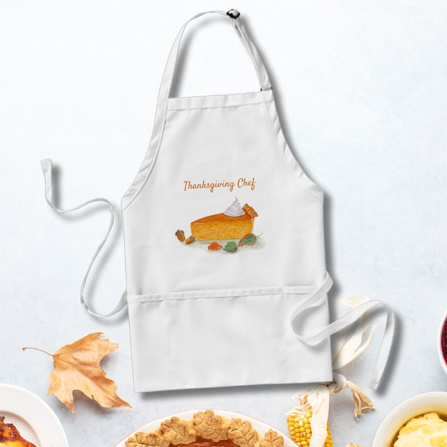 Watercolor Pumpkin Pie Thanksgiving Chef Standard Apron (Creator Uploaded)
