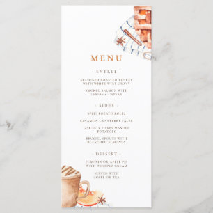 Watercolor Pumpkin Pie Thanksgiving Dinner Menu